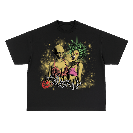 AVERAGE WOMEN TSHIRT - YELLOW DESIGN - BLACK