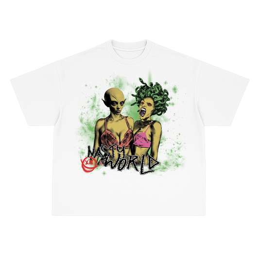 AVERAGE WOMEN TSHIRT - GREEN DESIGN - WHITE