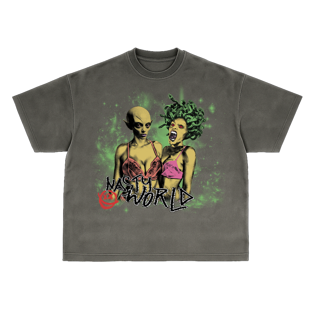 AVERAGE WOMEN TSHIRT - GREEN DESIGN - GREY